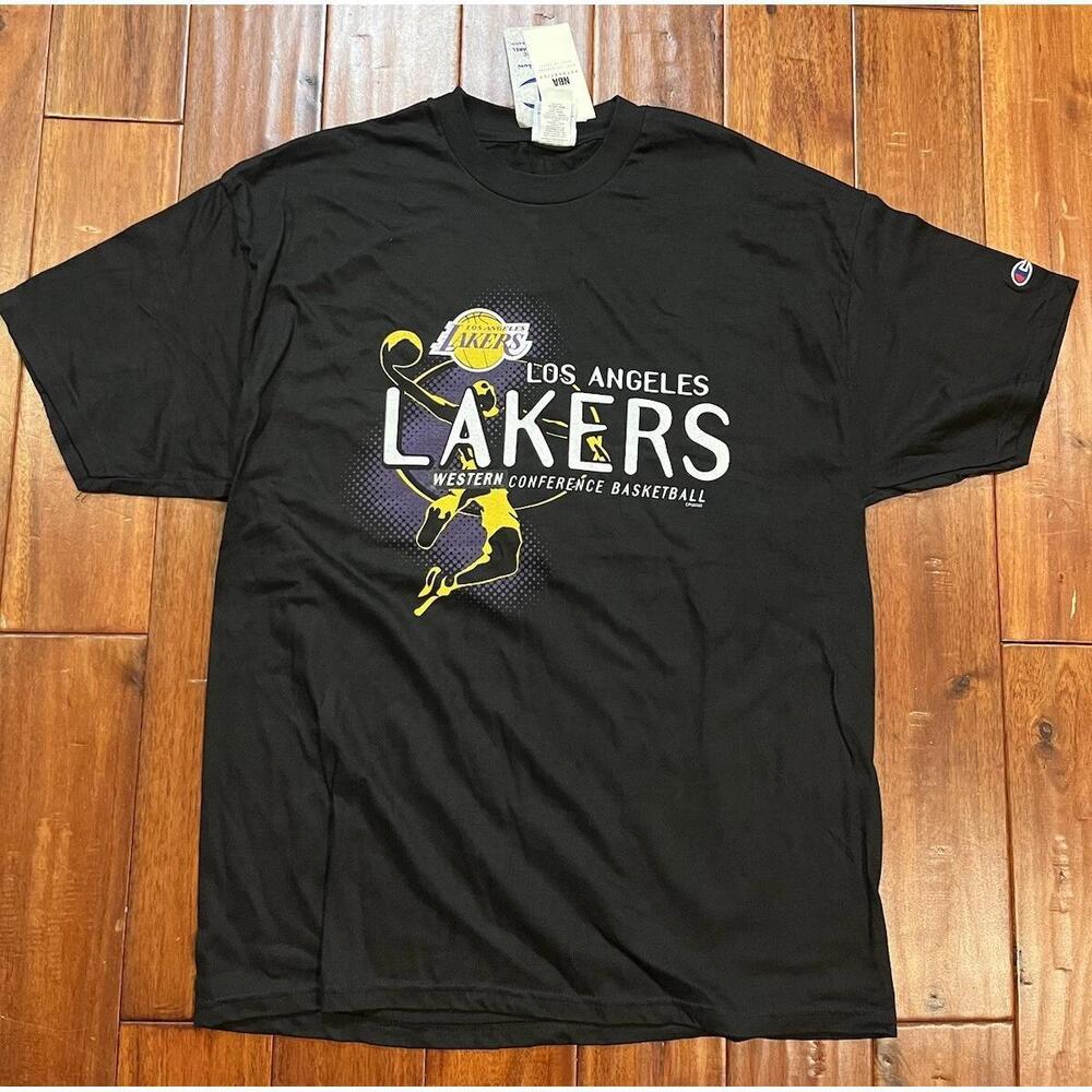 Los Angeles Lakers Champion Black T-Shirt Size Xl Brand New Y2K Tee Nba